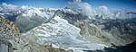 Panorama from the summit of Bietschhorn with all the 4000m peaks of the Bernese Alps, the Lötschenlücke and Breithorn.